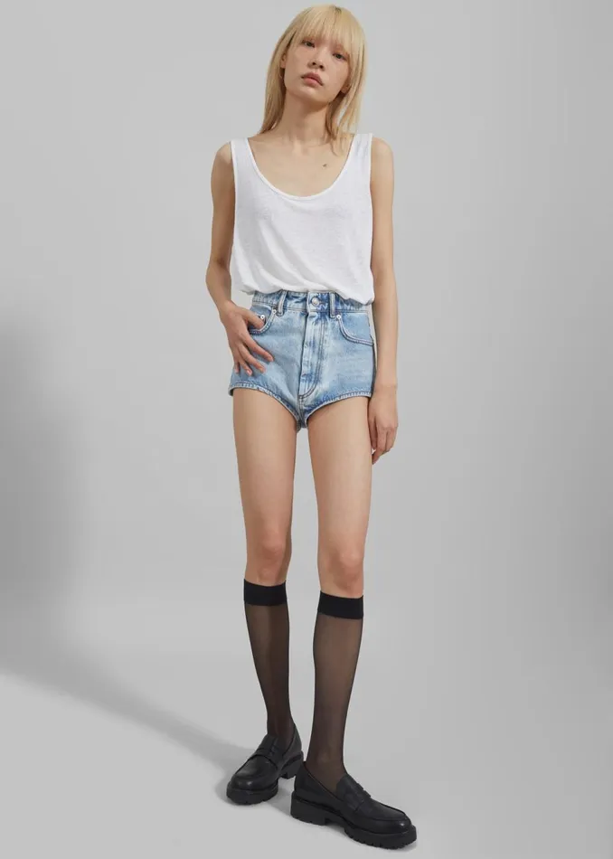 Women The Frankie Shop Bottoms Sportmax Chicca Micro Shorts Midnight Blue