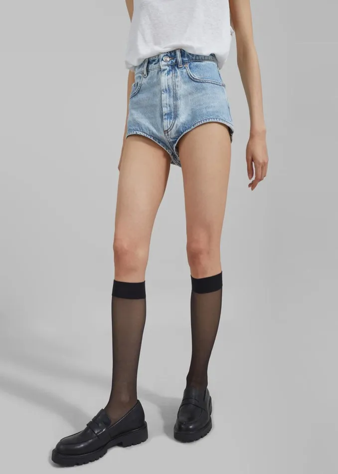 Women The Frankie Shop Bottoms Sportmax Chicca Micro Shorts Midnight Blue