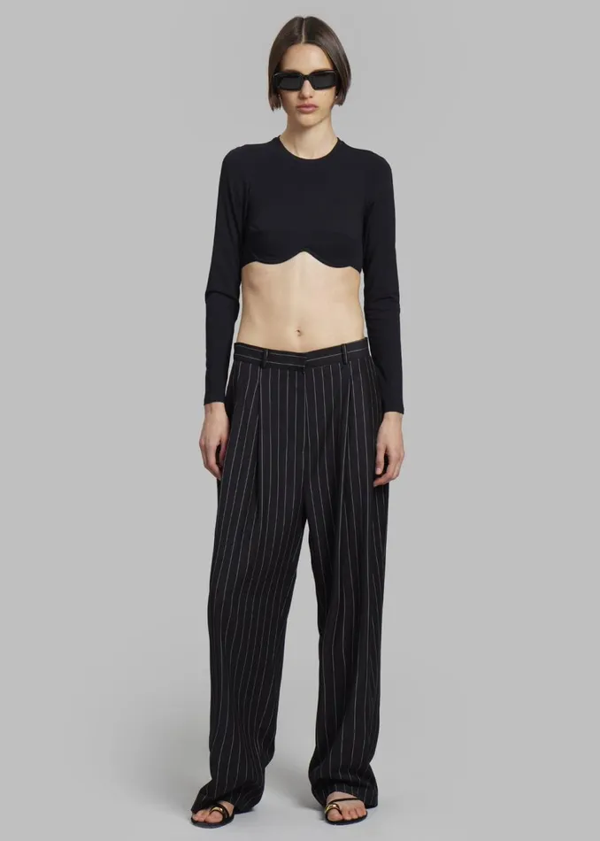 Women The Frankie Shop Bottoms Sybil Trousers Black Pinstripe