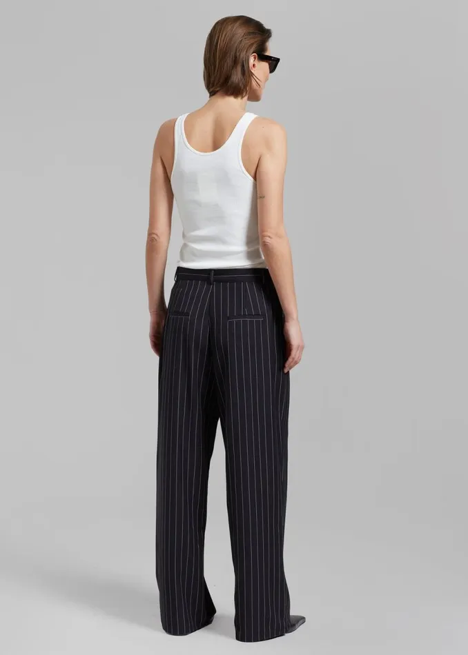 Women The Frankie Shop Bottoms Sybil Trousers Black Pinstripe