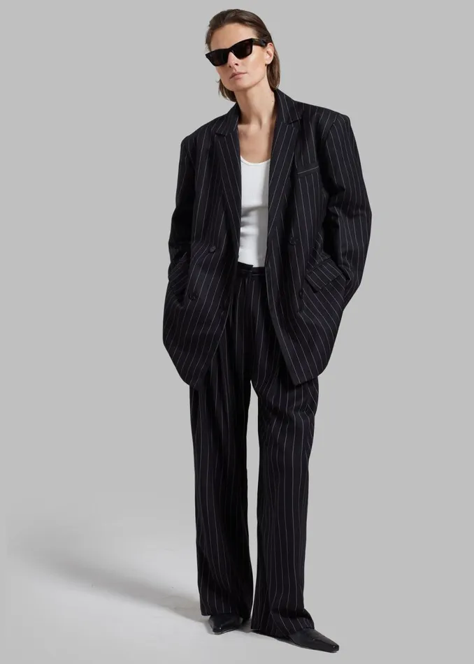 Women The Frankie Shop Bottoms Sybil Trousers Black Pinstripe
