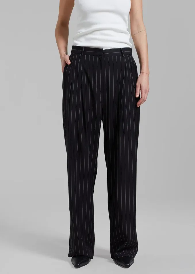 Women The Frankie Shop Bottoms Sybil Trousers Black Pinstripe