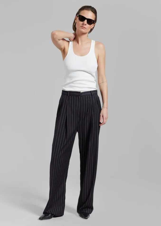 Women The Frankie Shop Bottoms Sybil Trousers Black Pinstripe