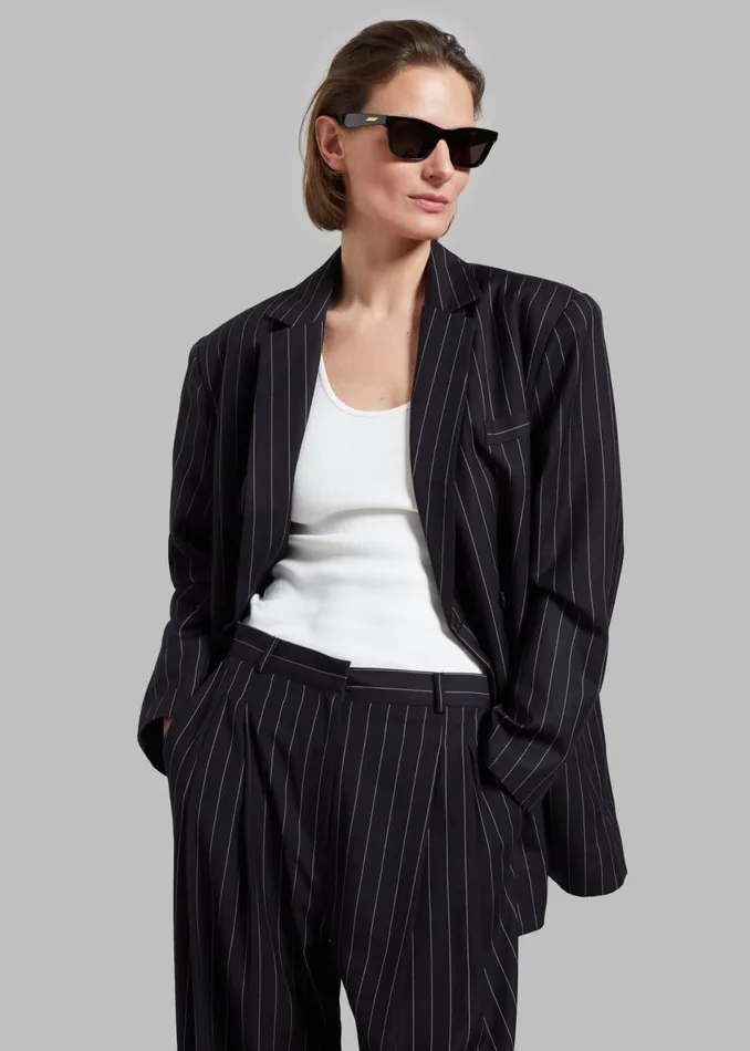 Women The Frankie Shop Bottoms Sybil Trousers Black Pinstripe