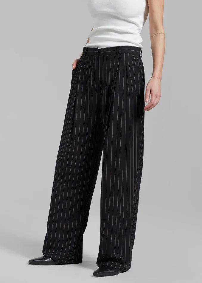 Women The Frankie Shop Bottoms Sybil Trousers Black Pinstripe