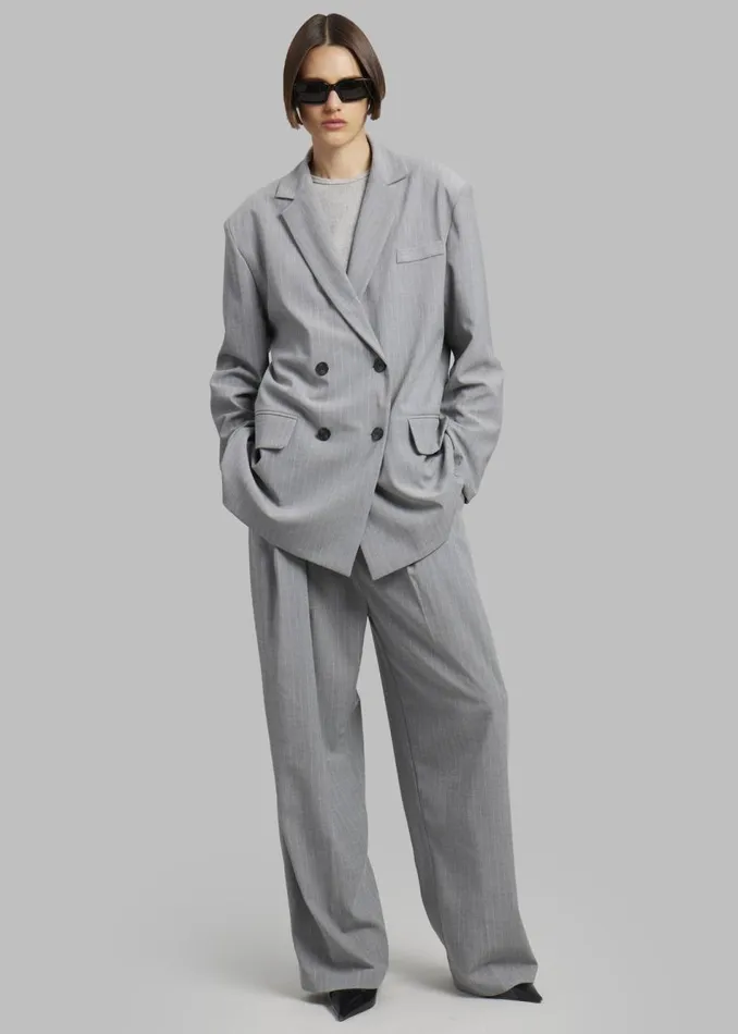 Women The Frankie Shop Bottoms Sybil Trousers Grey Pinstripe