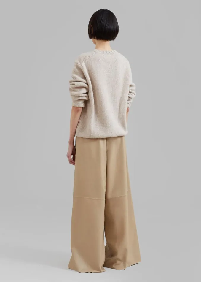 Women The Frankie Shop Bottoms Sydney Wide Leather Pants Beige