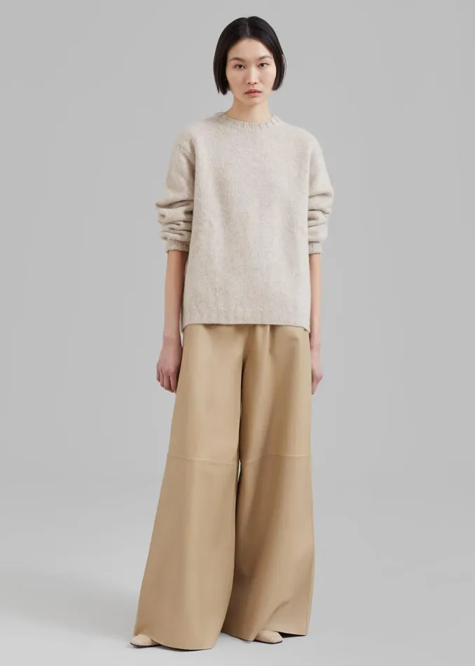Women The Frankie Shop Bottoms Sydney Wide Leather Pants Beige