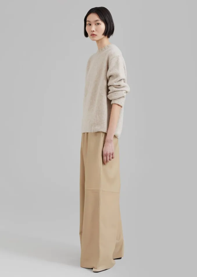 Women The Frankie Shop Bottoms Sydney Wide Leather Pants Beige