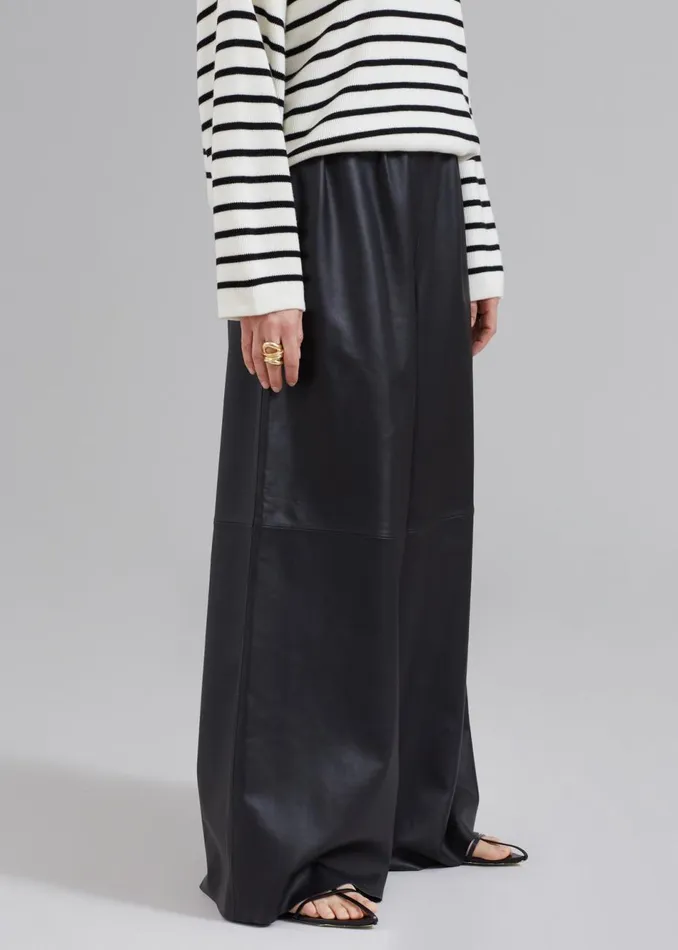 Women The Frankie Shop Bottoms Sydney Wide Leather Pants Black