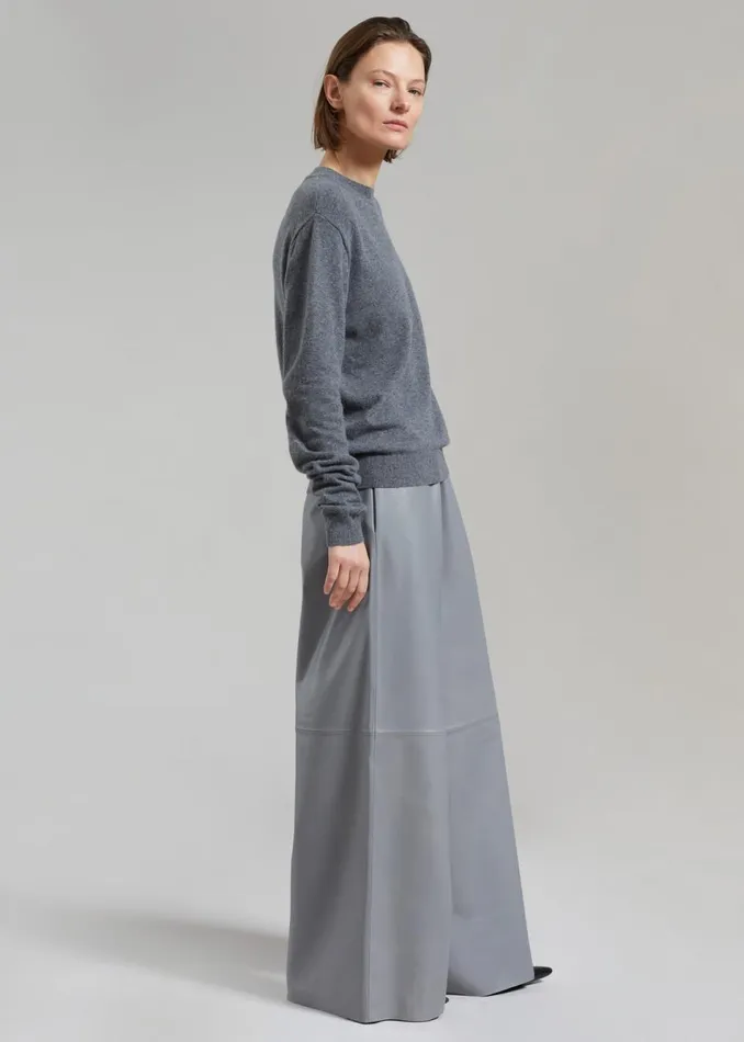 Women The Frankie Shop Bottoms Sydney Wide Leather Pants Grey
