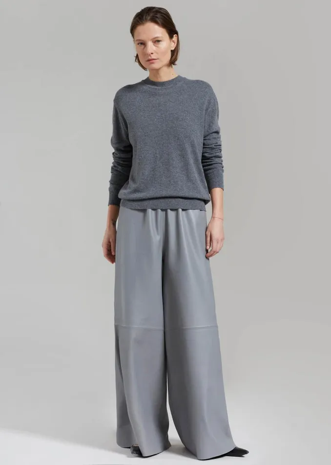 Women The Frankie Shop Bottoms Sydney Wide Leather Pants Grey