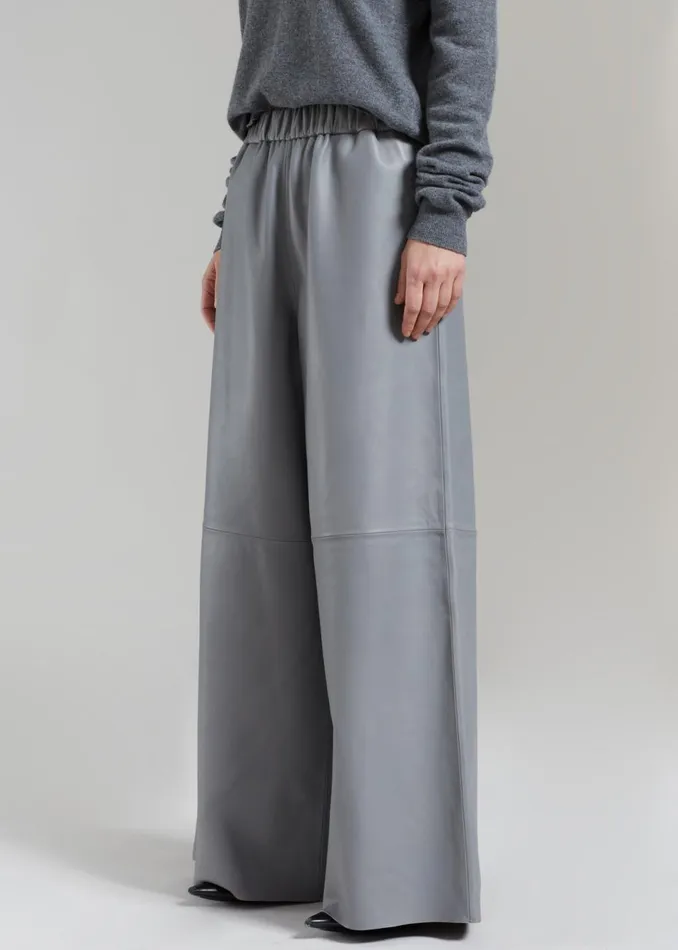 Women The Frankie Shop Bottoms Sydney Wide Leather Pants Grey