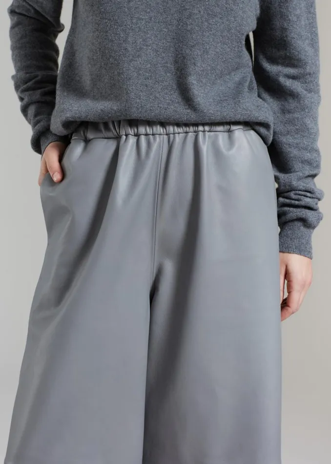 Women The Frankie Shop Bottoms Sydney Wide Leather Pants Grey