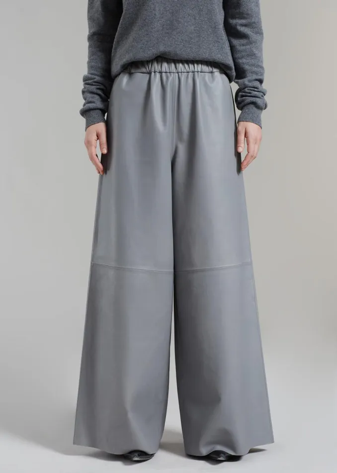 Women The Frankie Shop Bottoms Sydney Wide Leather Pants Grey
