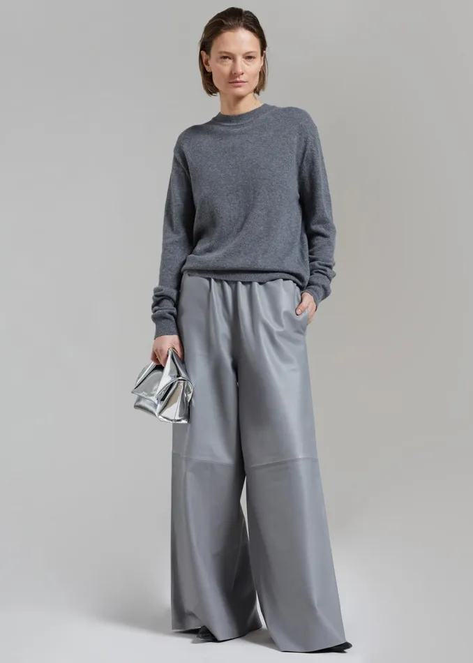 Women The Frankie Shop Bottoms Sydney Wide Leather Pants Grey