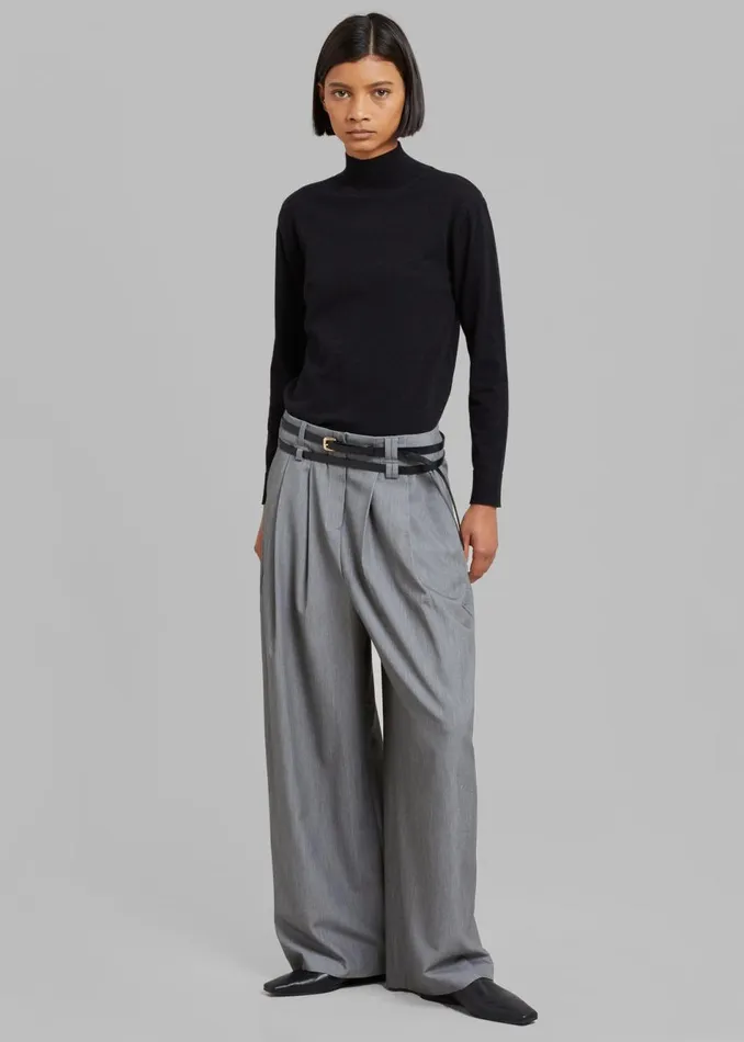 Women The Frankie Shop Bottoms Tammi Wide Pants Grey