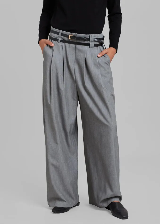Women The Frankie Shop Bottoms Tammi Wide Pants Grey