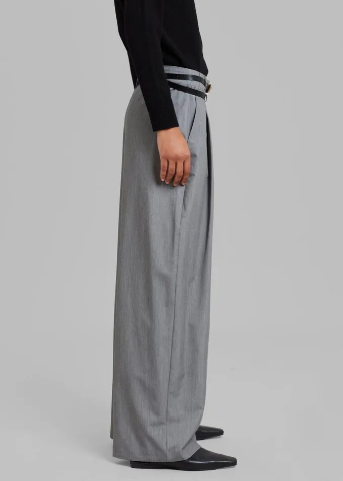 Women The Frankie Shop Bottoms Tammi Wide Pants Grey