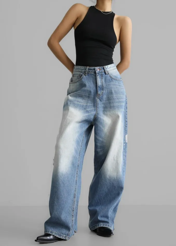 Women The Frankie Shop Bottoms Tanner Bleach Jeans Worn Wash