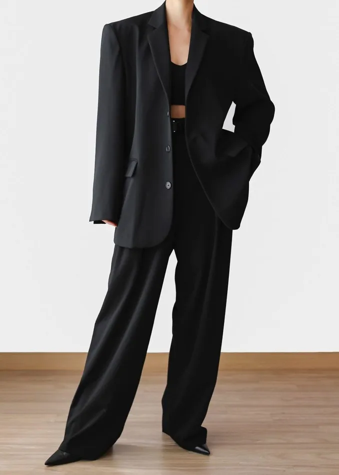 Women The Frankie Shop Bottoms Tansy Pleated Trousers Black