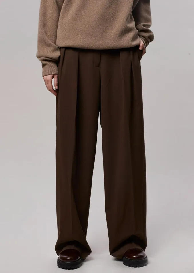 Women The Frankie Shop Bottoms Tansy Pleated Trousers Chocolate