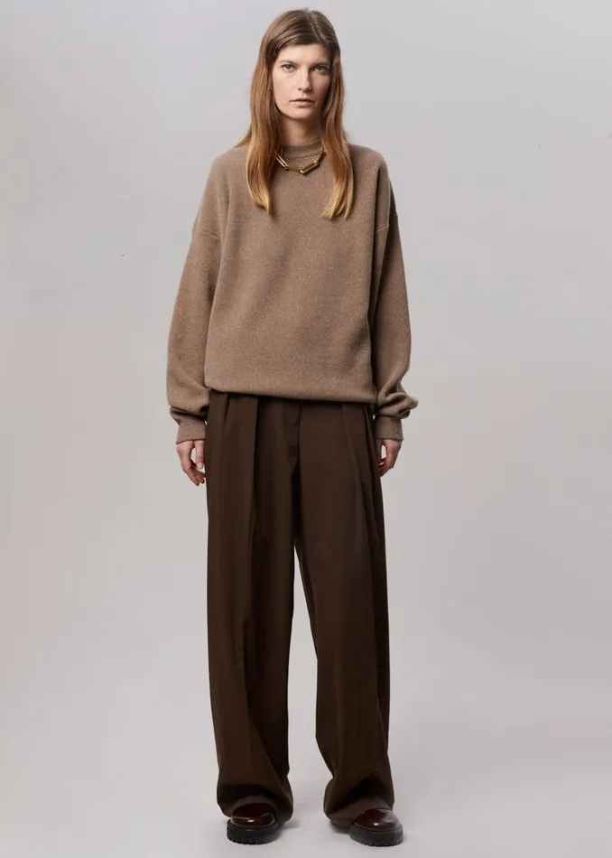 Women The Frankie Shop Bottoms Tansy Pleated Trousers Chocolate