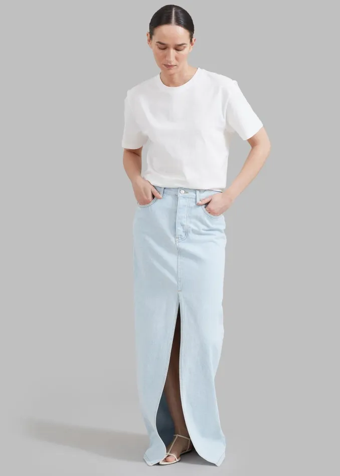 Women The Frankie Shop Bottoms Texas Denim Pencil Skirt Bleached Wash