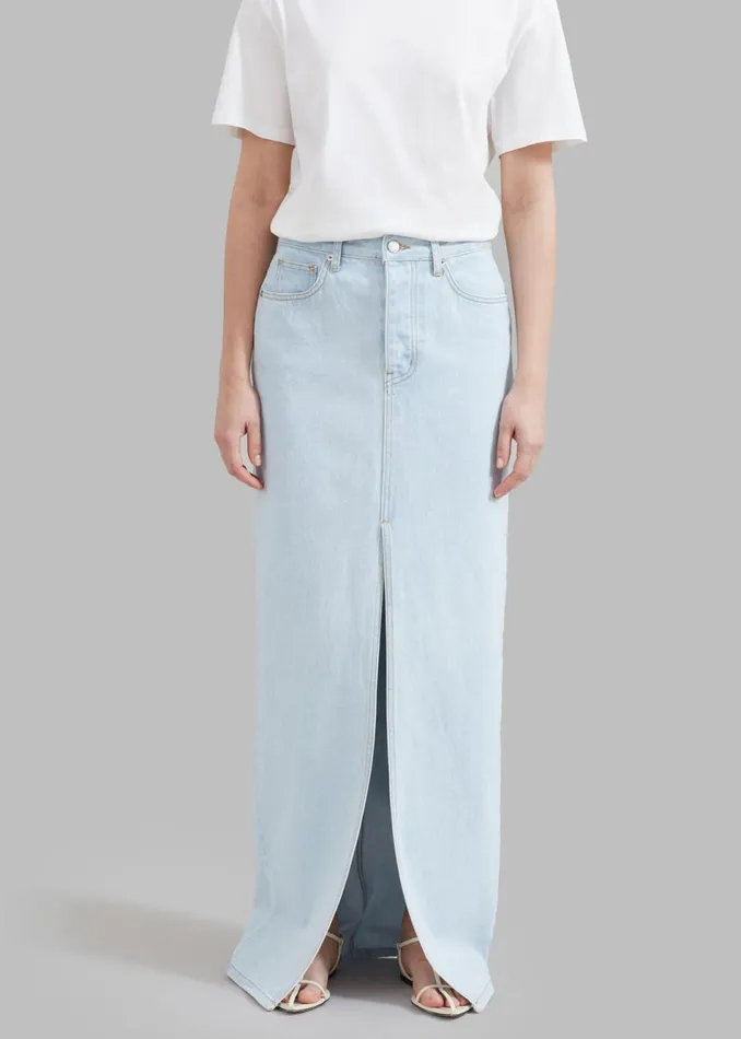 Women The Frankie Shop Bottoms Texas Denim Pencil Skirt Bleached Wash