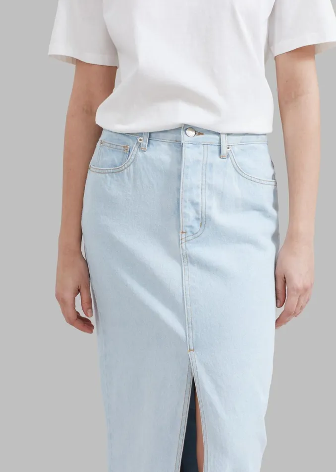 Women The Frankie Shop Bottoms Texas Denim Pencil Skirt Bleached Wash