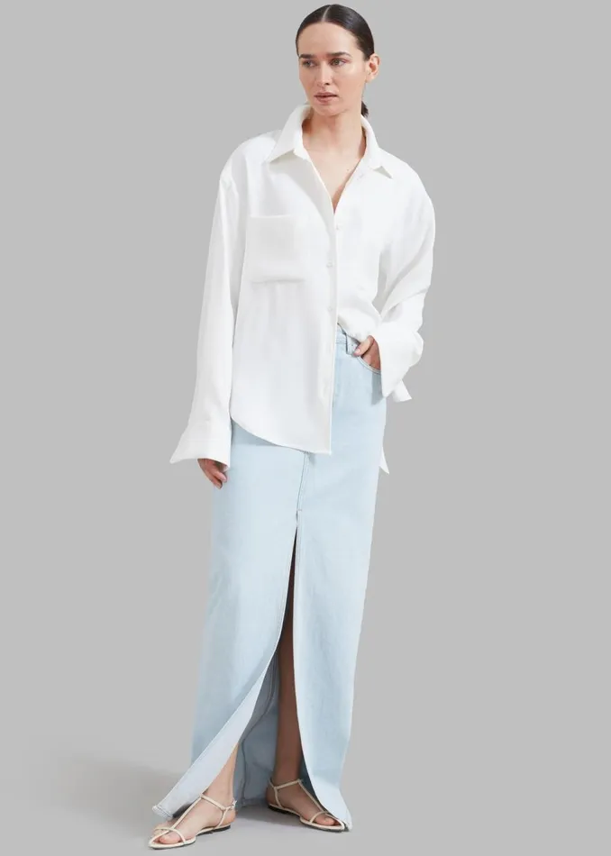 Women The Frankie Shop Bottoms Texas Denim Pencil Skirt Bleached Wash
