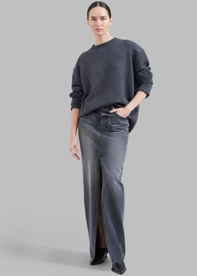 Women The Frankie Shop Bottoms Texas Denim Pencil Skirt Dark Grey