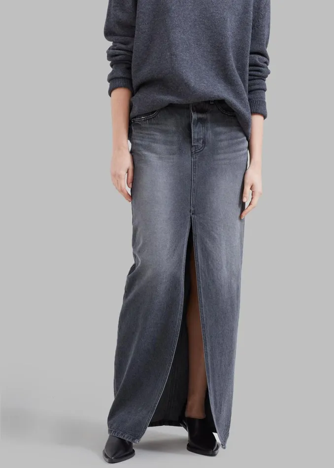 Women The Frankie Shop Bottoms Texas Denim Pencil Skirt Dark Grey