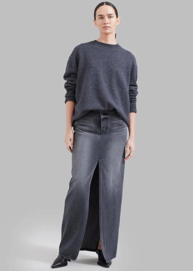 Women The Frankie Shop Bottoms Texas Denim Pencil Skirt Dark Grey
