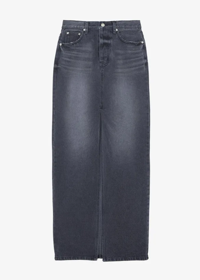 Women The Frankie Shop Bottoms Texas Denim Pencil Skirt Dark Grey