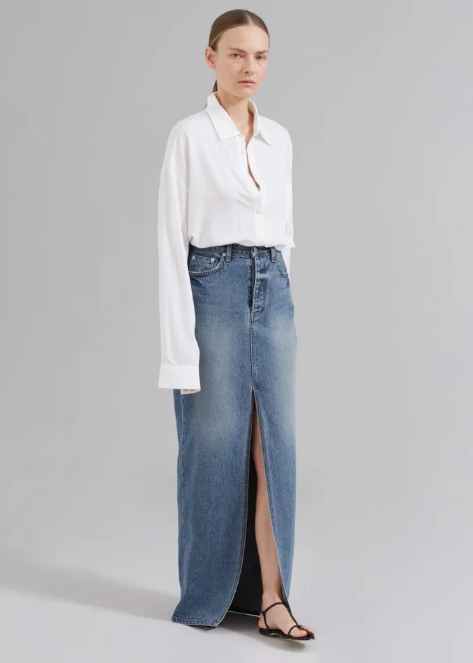 Women The Frankie Shop Bottoms Texas Denim Pencil Skirt Medium Wash