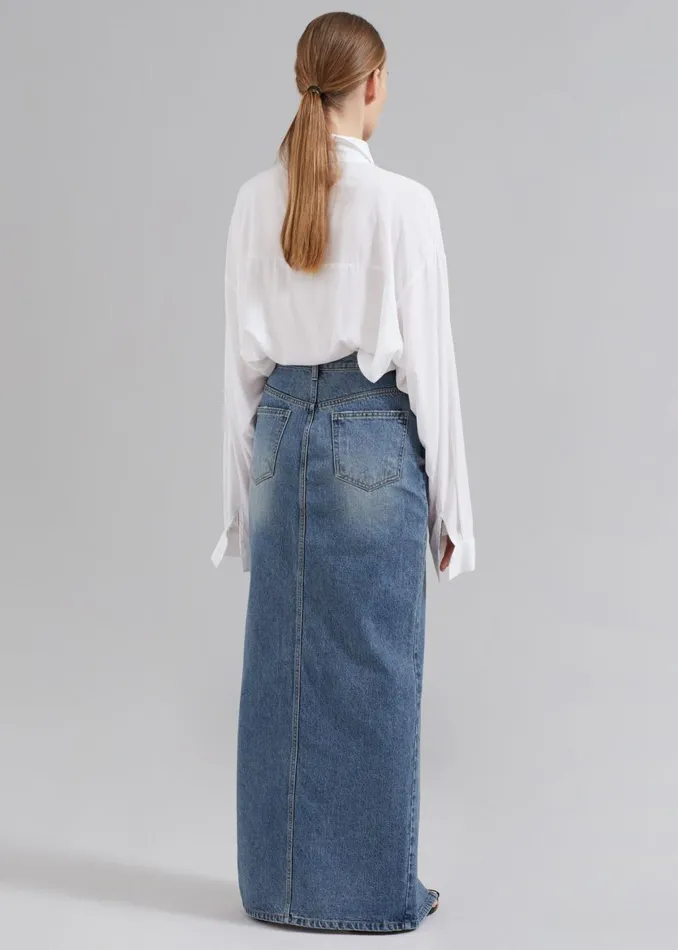 Women The Frankie Shop Bottoms Texas Denim Pencil Skirt Medium Wash