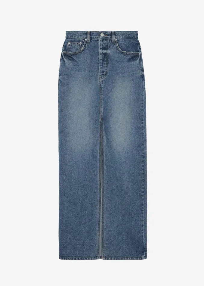 Women The Frankie Shop Bottoms Texas Denim Pencil Skirt Medium Wash