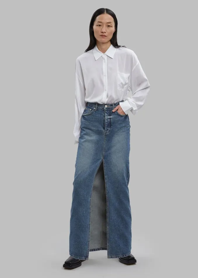 Women The Frankie Shop Bottoms Texas Denim Pencil Skirt Medium Wash