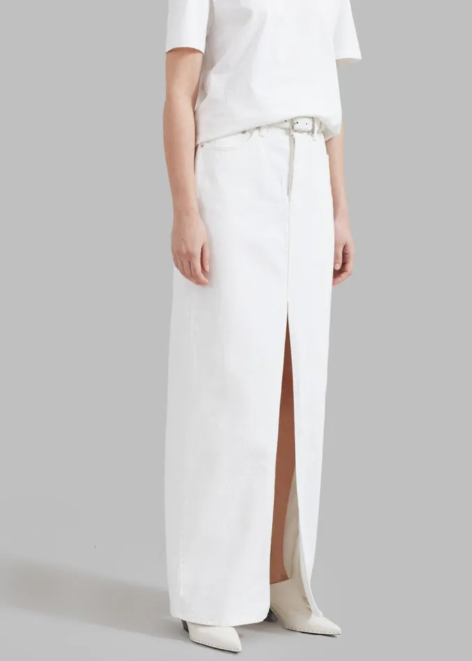 Women The Frankie Shop Bottoms Texas Denim Pencil Skirt Off White