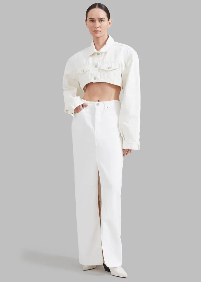 Women The Frankie Shop Bottoms Texas Denim Pencil Skirt Off White