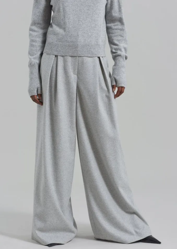 Women The Frankie Shop Bottoms The Garment Trento Pants Heather Grey Herringbone