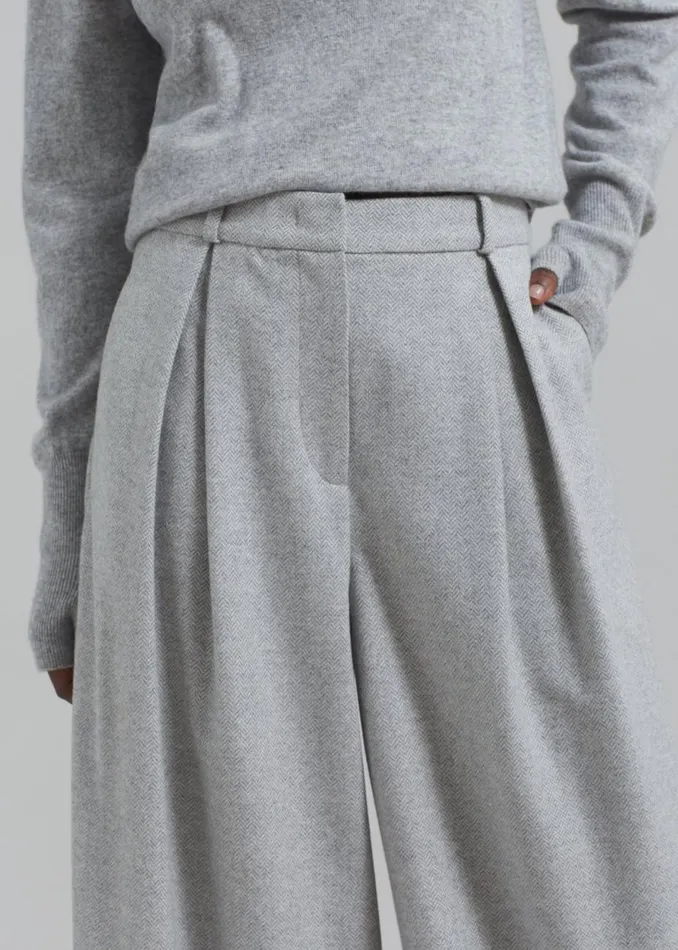 Women The Frankie Shop Bottoms The Garment Trento Pants Heather Grey Herringbone