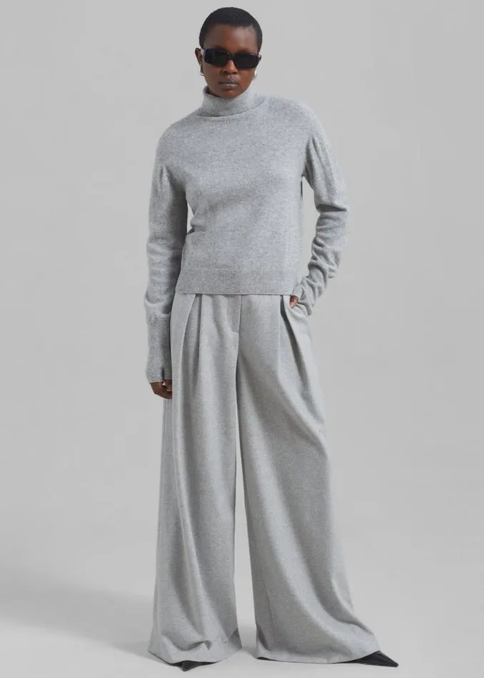 Women The Frankie Shop Bottoms The Garment Trento Pants Heather Grey Herringbone