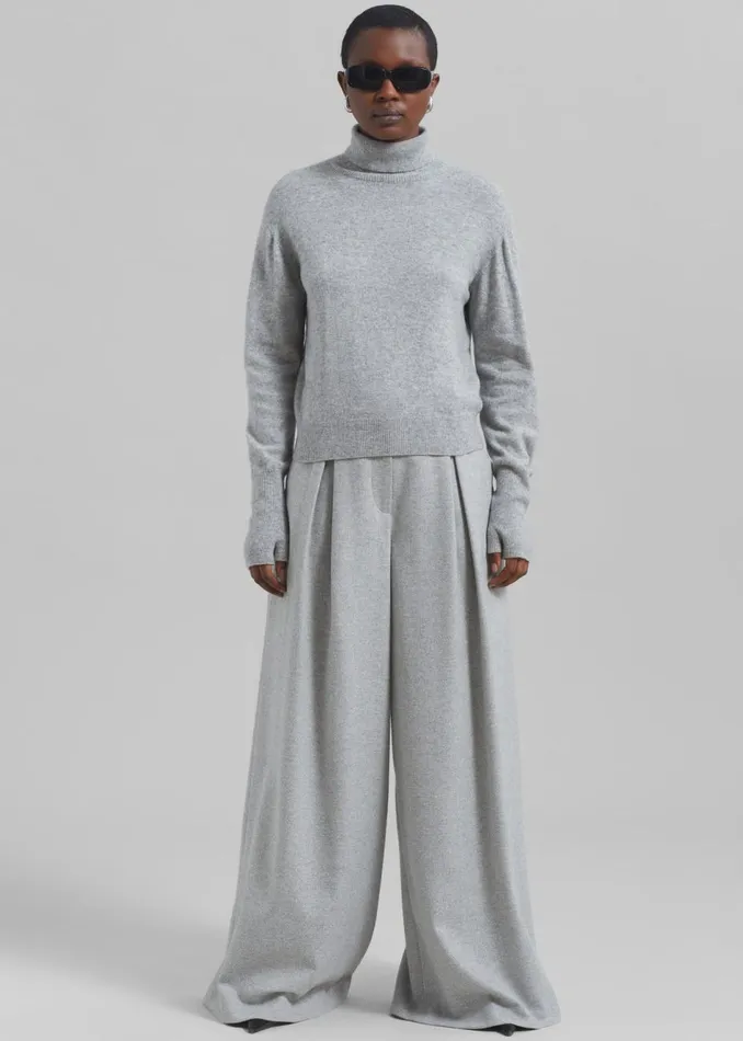 Women The Frankie Shop Bottoms The Garment Trento Pants Heather Grey Herringbone