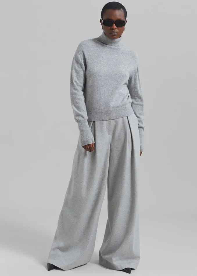 Women The Frankie Shop Bottoms The Garment Trento Pants Heather Grey Herringbone