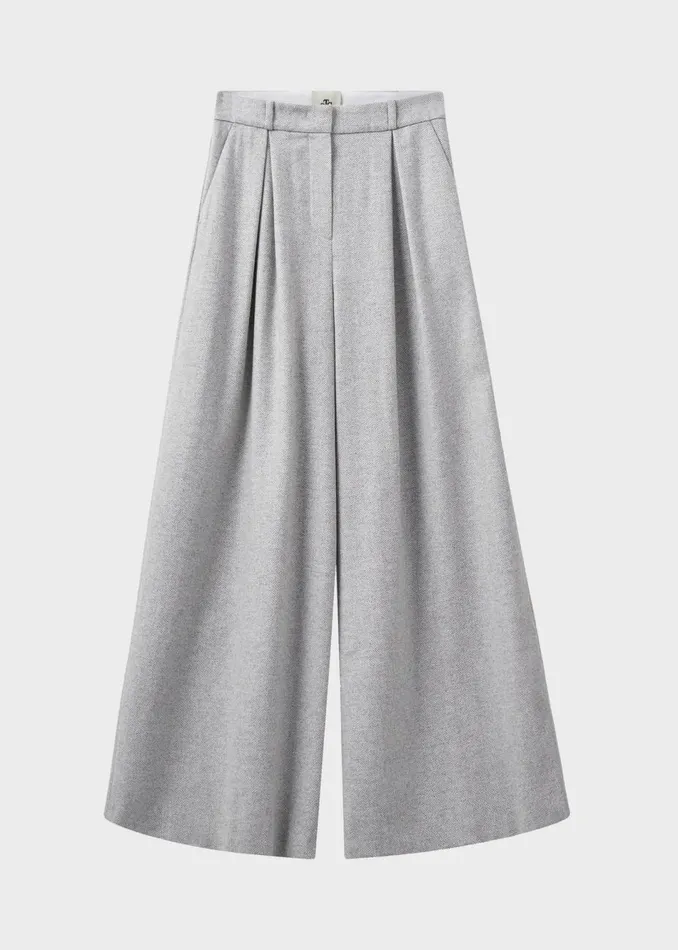 Women The Frankie Shop Bottoms The Garment Trento Pants Heather Grey Herringbone