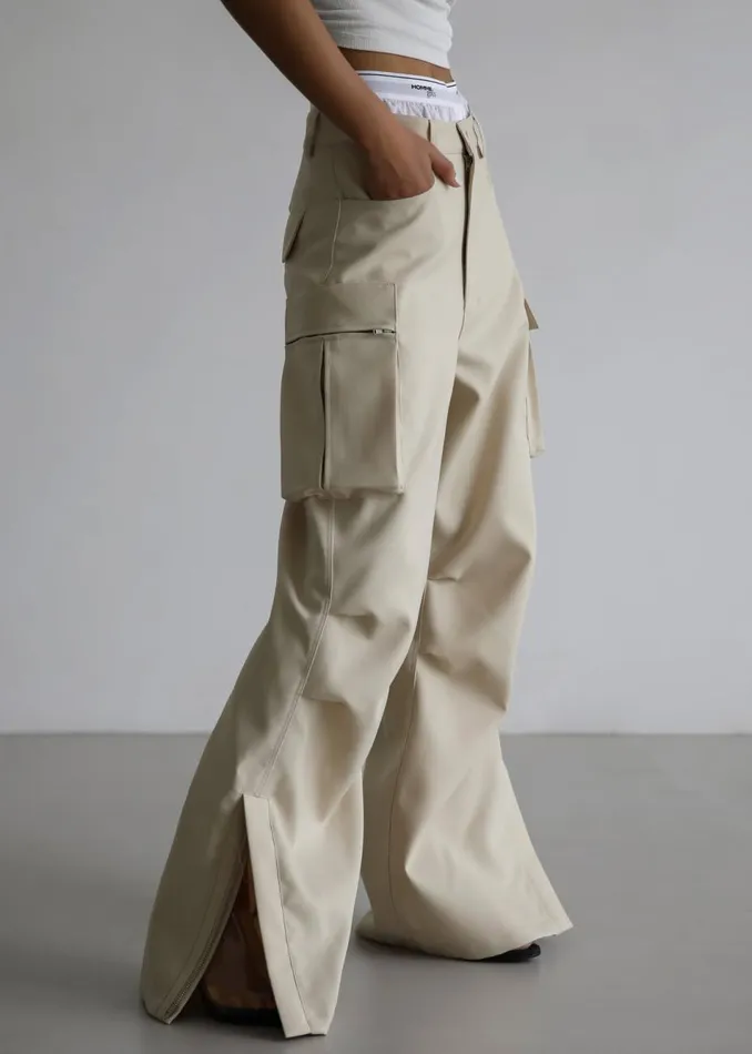 Women The Frankie Shop Bottoms Valo Cargo Pants Beige