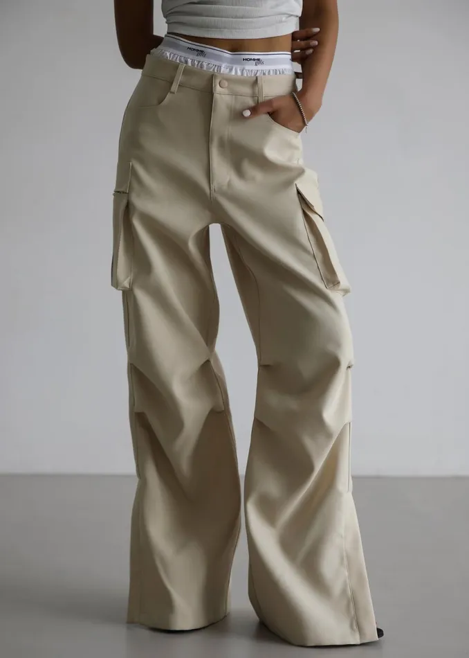 Women The Frankie Shop Bottoms Valo Cargo Pants Beige