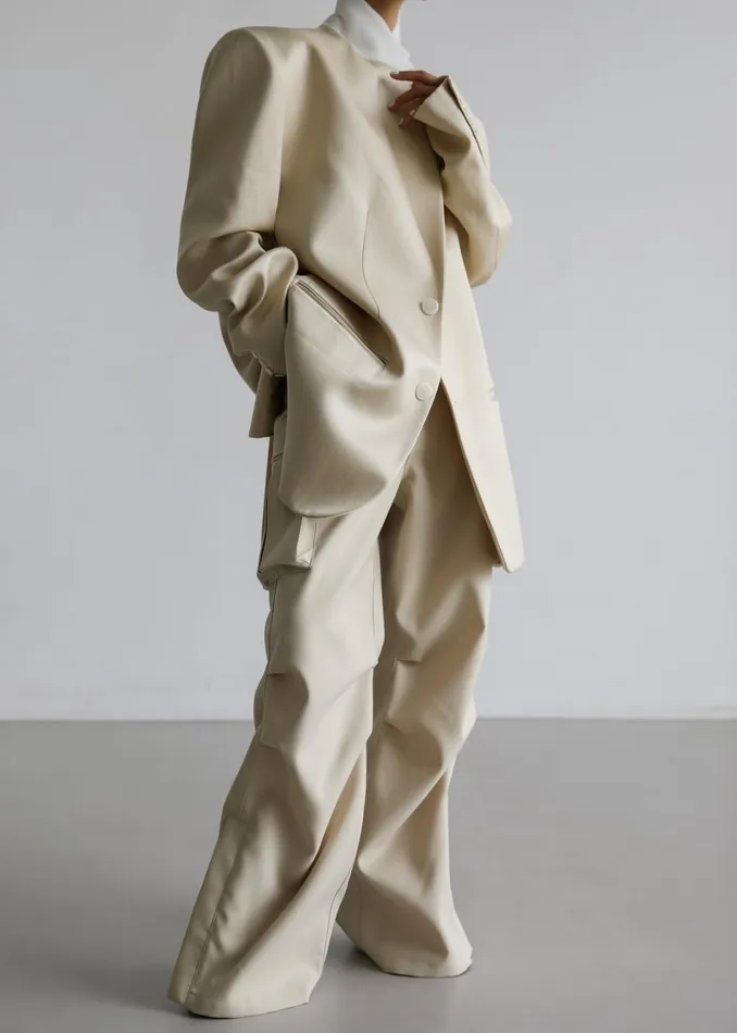Women The Frankie Shop Bottoms Valo Cargo Pants Beige